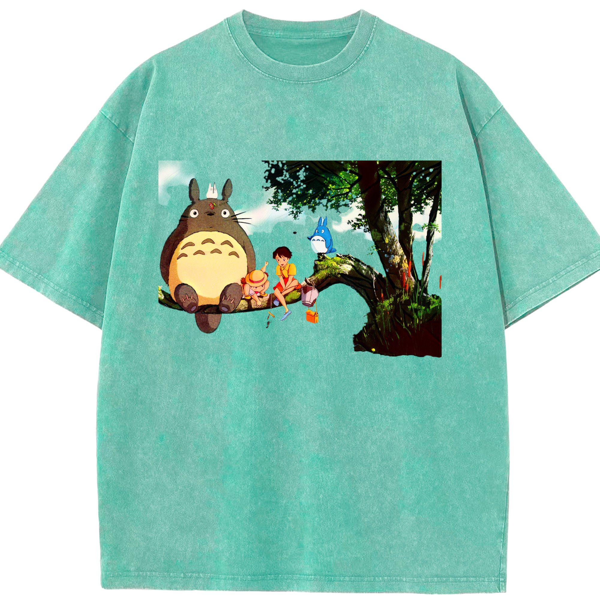 （画像用） となりのトトロ 草壁メイ 草壁サツキ My Neighbor Totoro Satsuki Kusakabe Mei Kusakabe 綿100% ヴィンテージ風 半袖Tシャツ（フロントプリント）
